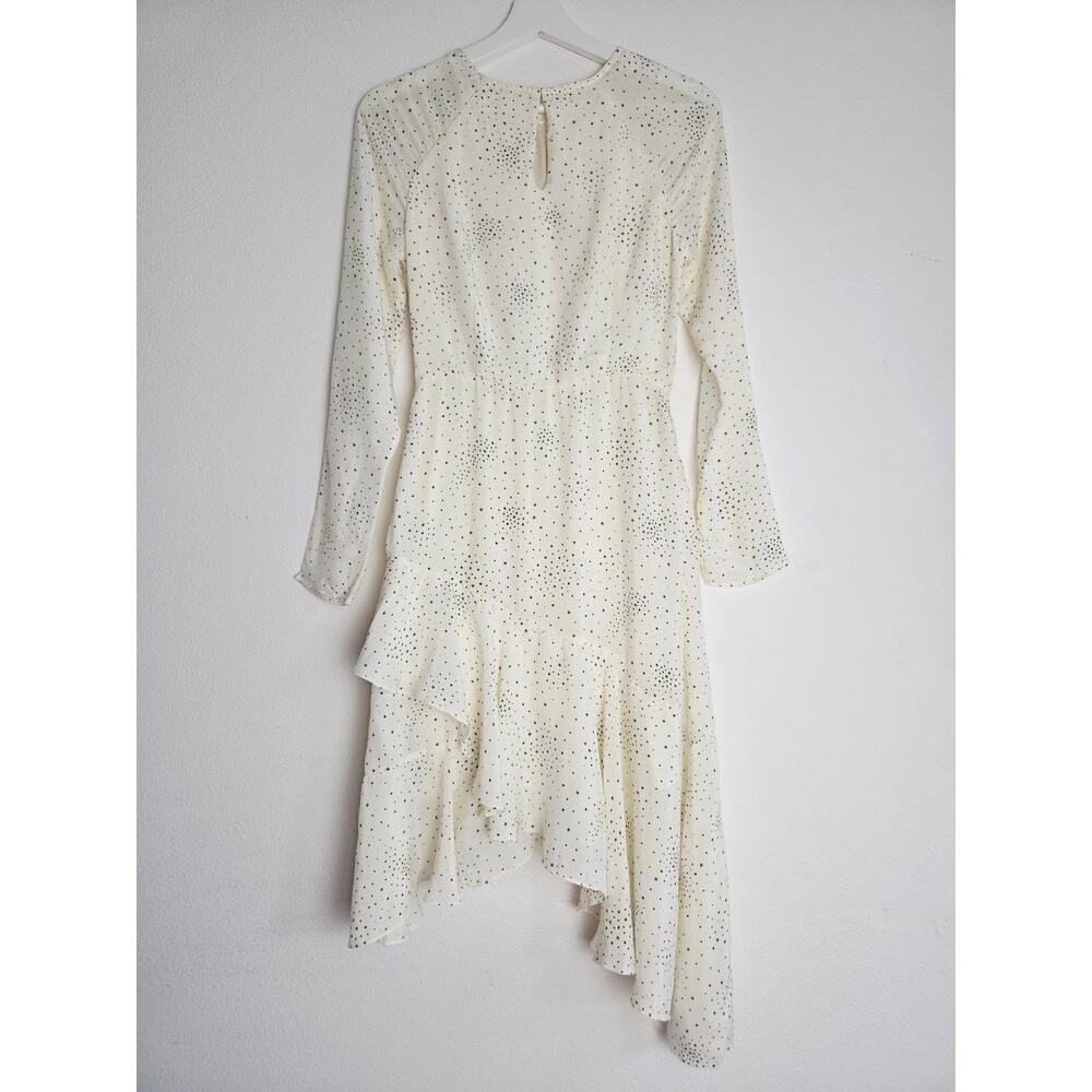 Maje Reto Dress 4 Small FR 36 Ecru Ivory Star Print Asymmetrical Midi NWT - Picture 3 of 16